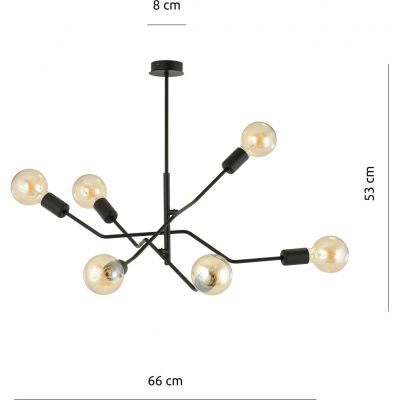 Emibig Frix lampa podsufitowa 6x60W czarna 1126/6