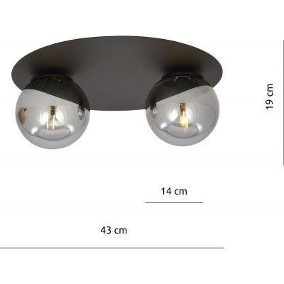 Emibig Solar lampa podsufitowa 2x40W czarna/grafit 1128/2