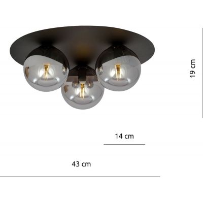 Emibig Solar lampa podsufitowa 3x40W czarna/grafit 1128/3