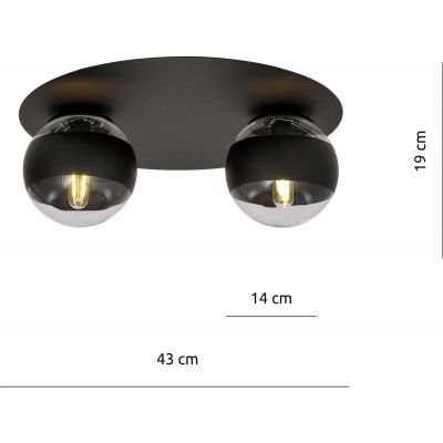 Emibig Solar Stripe lampa podsufitowa 2x40W czarna/przezroczysta 1129/2