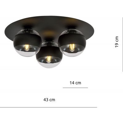 Emibig Solar Stripe lampa podsufitowa 3x40W czarna/przezroczysta 1129/3