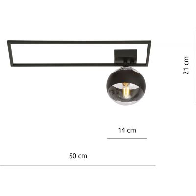 Emibig Imago Stripe 1A lampa podsufitowa 1x40W czarna/przezroczysta 1132/1A