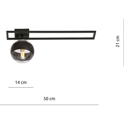 Emibig Imago Stripe 1C lampa podsufitowa 1x40W czarna/przezroczysta 1132/1C