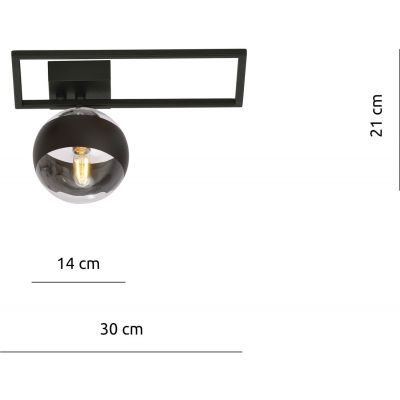 Emibig Imago Stripe 1D lampa podsufitowa 1x40W czarna/przezroczysta 1132/1D