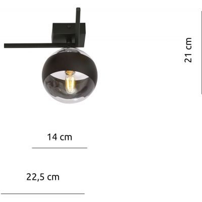 Emibig Imago Stripe 1G lampa podsufitowa 1x40W czarna/przezroczysta 1132/1G