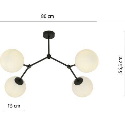 Emibig Space lampa podsufitowa 4x40W czarna/opal 1133/4