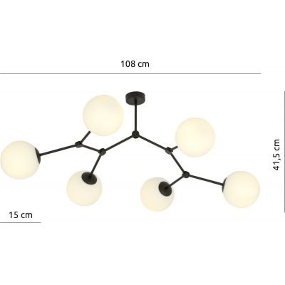 Emibig Space lampa podsufitowa 6x40W czarna/opal 1133/6