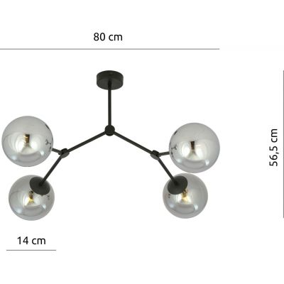 Emibig Space lampa podsufitowa 4x40W czarna/grafit 1134/4