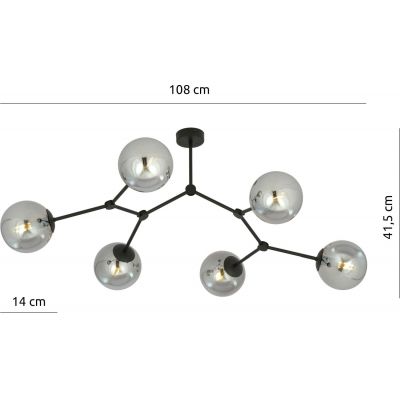 Emibig Space lampa podsufitowa 6x40W czarna/grafit 1134/6