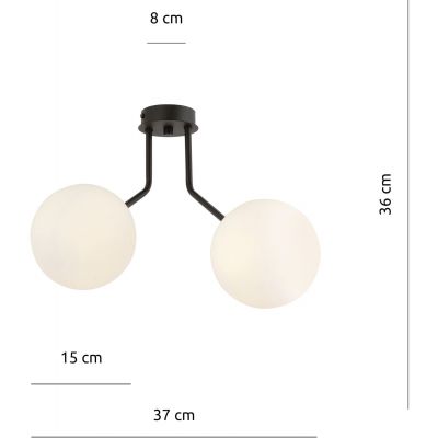Emibig Nova lampa podsufitowa 2x40W czarna/opal 1138/2