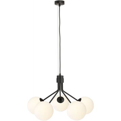 Emibig Nova lampa wisząca 5x40W czarna/opal 1138/5