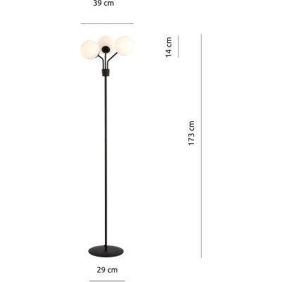Emibig Nova lampa stojąca 3x40W czarna/opal 1138/LP3
