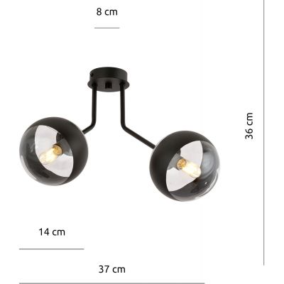 Emibig Nova Stripe lampa podsufitowa 2x40W czarna/przezroczysta 1139/2