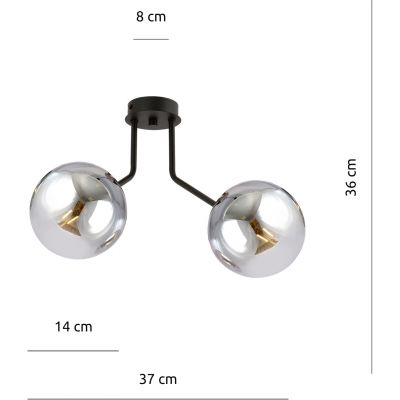Emibig Nova lampa podsufitowa 2x40W czarna/grafit 1140/2