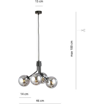 Emibig Nova lampa wisząca 4x40W czarna/grafit 1140/4