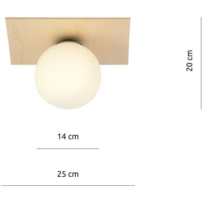 Emibig Kenzo 1A lampa podsufitowa 1x40W drewno/opal 1142/1A