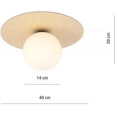 Emibig Kenzo 1B lampa podsufitowa 1x40W drewno/opal 1142/1B