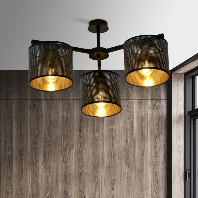 Emibig Jordan lampa podsufitowa 3x60W czarny/złoty 1144/3