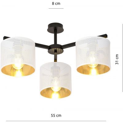 Emibig Jordan lampa podsufitowa 3x15 W biała-czarna-złota 1145/3
