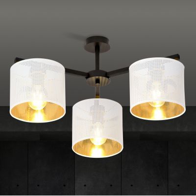 Emibig Jordan lampa podsufitowa 3x15 W biała-czarna-złota 1145/3