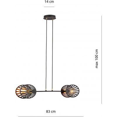 Emibig Playa lampa wisząca 2x60W czarny/złoty 1146/2