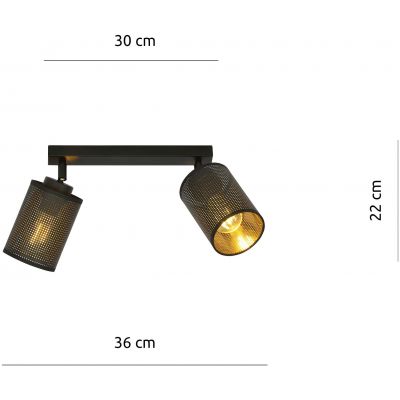 Emibig Bronx lampa podsufitowa 2x60W czarny/złoty 1152/2