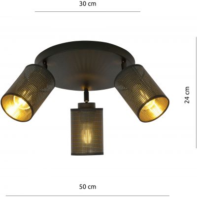 Emibig Bronx lampa podsufitowa 3x60W czarny/złoty 1152/4PREM