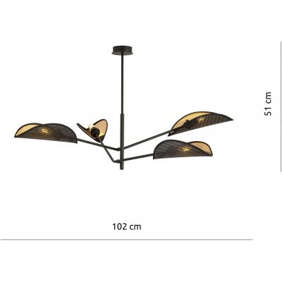 Emibig Vene lampa podsufitowa 4x40W czarny/złoty 1158/4