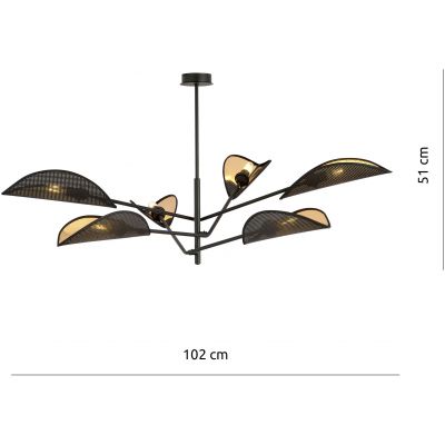 Emibig Vene lampa podsufitowa 6x40W czarny/złoty 1158/6