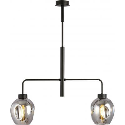 Emibig Lukka lampa podsufitowa 2x60 czarny/szkło grafitowe 1163/2