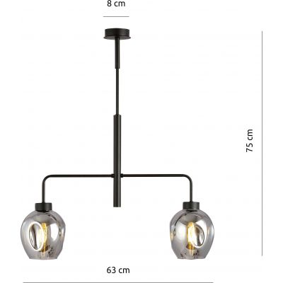 Emibig Lukka lampa podsufitowa 2x60 czarny/szkło grafitowe 1163/2