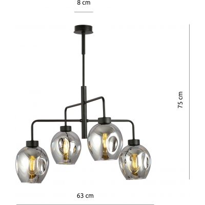 Emibig Lukka lampa podsufitowa 4x60 czarny/szkło grafitowe 1163/4