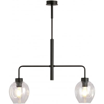 Emibig Lukka lampa podsufitowa 2x60 czarny/szkło przezroczyste 1164/2