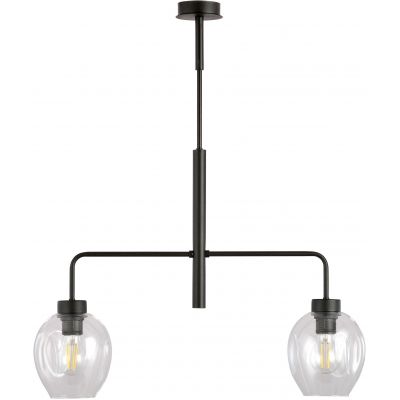 Emibig Lukka lampa podsufitowa 2x60 czarny/szkło przezroczyste 1164/2