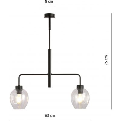 Emibig Lukka lampa podsufitowa 2x60 czarny/szkło przezroczyste 1164/2