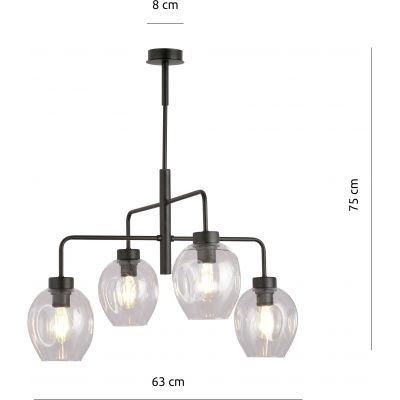 Emibig Lukka lampa podsufitowa 4x60 czarny/szkło przezroczyste 1164/4