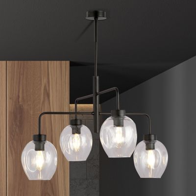 Emibig Lukka lampa podsufitowa 4x60 czarny/szkło przezroczyste 1164/4