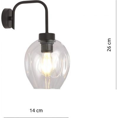 Emibig Lukka lampa kinkiet 1x60 czarny/szkło przezroczyste 1164/K1