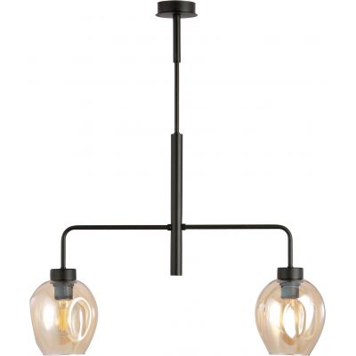 Emibig Lukka lampa podsufitowa 2x60 czarny/szkło bursztynowe 1165/2