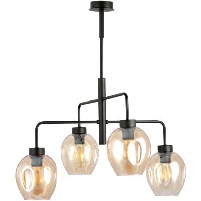 Emibig Lukka lampa podsufitowa 4x60 czarny/szkło bursztynowe 1165/4