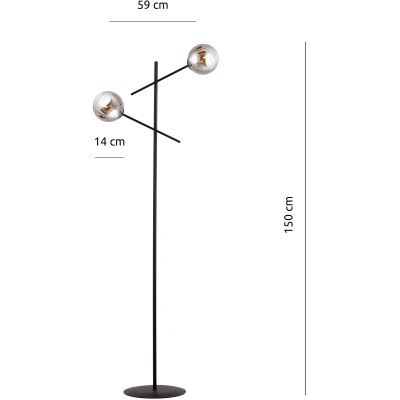 Emibig Linear lampa stojąca 2x40W czarny/szkło grafitowe 1167/LP2
