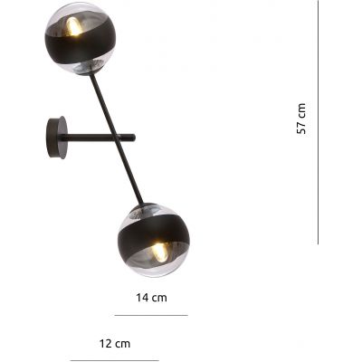Emibig Linear kinkiet 2x10 W czarny-przezroczysty 1168/K2