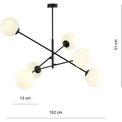 Emibig Linear lampa podsufitowa 6x40W czarny/szkło białe 1169/6