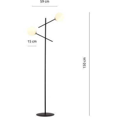 Emibig Linear lampa stojąca 2x40W czarny/szkło białe 1169/LP2