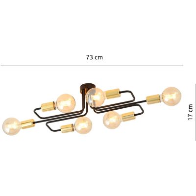 Emibig Veken 6A Gold lampa podsufitowa 6x60W czarna/złota 1175/6A