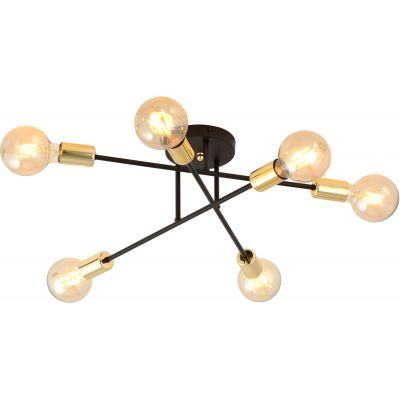 Emibig Veken 6B Gold lampa podsufitowa 6x60W czarna/złota 1175/6B