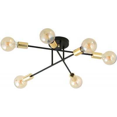 Emibig Veken 6B Gold lampa podsufitowa 6x60W czarna/złota 1175/6B