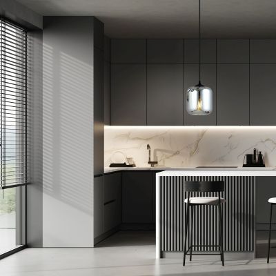 Emibig Storm lampa wisząca 1x40W czarna/przydymiona 1176/1