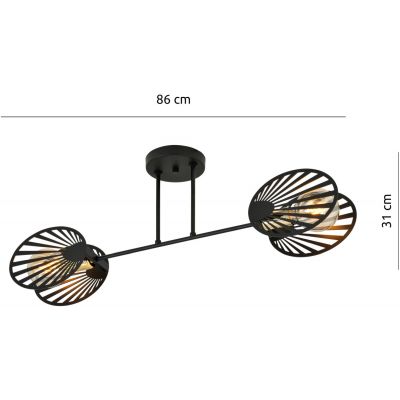 Emibig Talia lampa podsufitowa 2x60W czarna/złota 1181/2