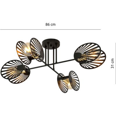 Emibig Talia lampa podsufitowa 4x60W czarna/złota 1181/4